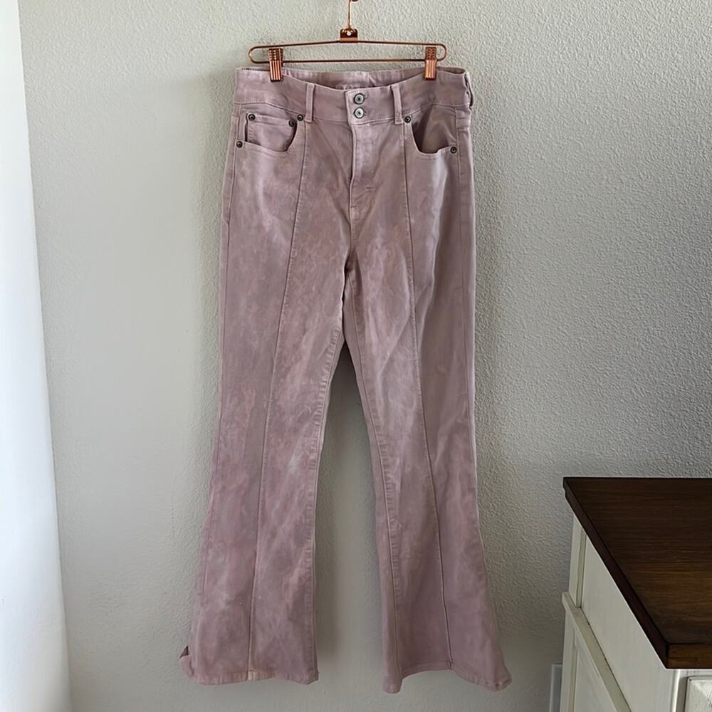 American Eagle Stretch Super Hi-Rise Flare Pink 10